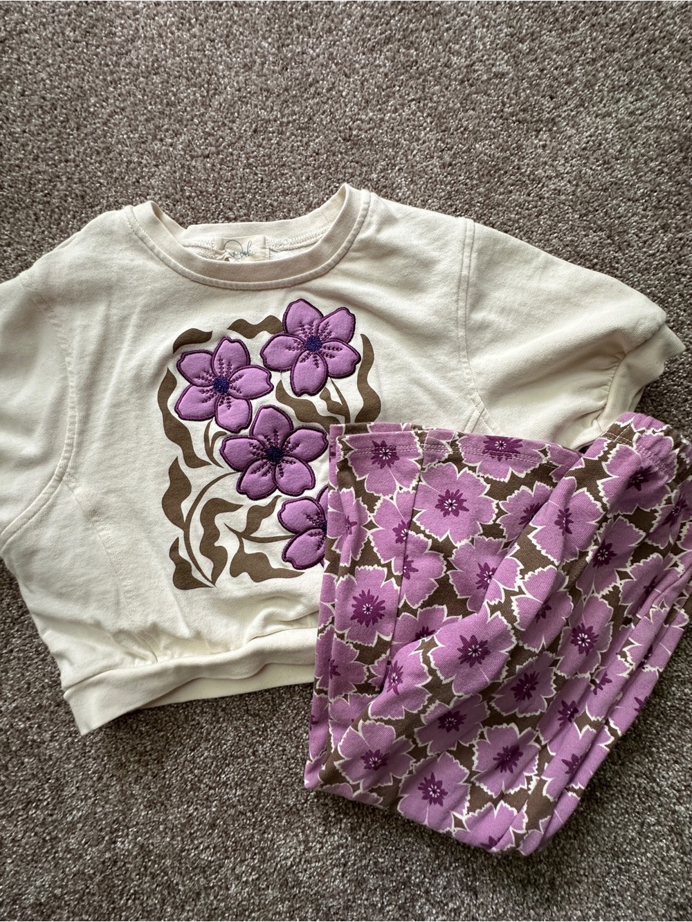 Peek Cream Top & Lavender matching set